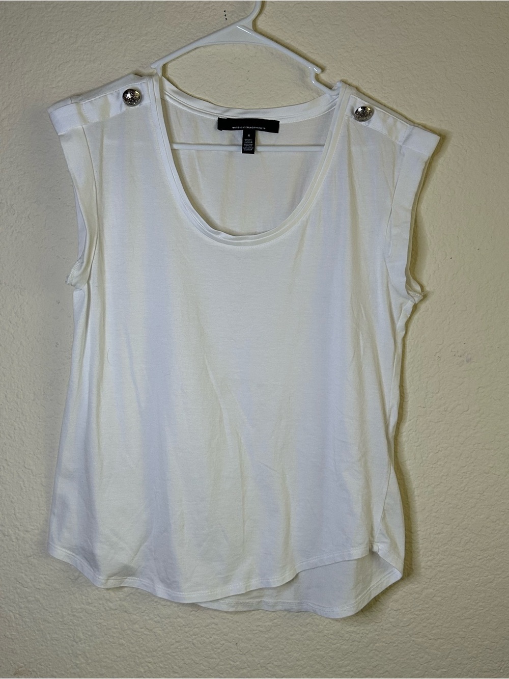 White House Black Market Sleeveless Scoop Neck Top with Shoulder Button Small